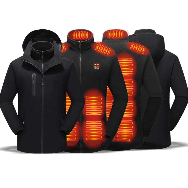 Factory Winter 15 Heating Zones Heated Suit for Men Three-in-One Outdoor Warm Fleece Intelligent Heated Jacket