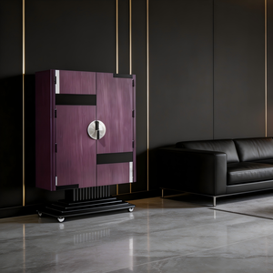 <span class=keywords><strong>Meuble</strong></span> bar de luxe dissimulé, design moderne, placage <span class=keywords><strong>bois</strong></span> violet foncé, armoire à vin avec base en acier inoxydable 304 pour villa <span class=keywords><strong>et</strong></span> manoir - Product Image 4