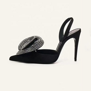 <b>Large</b> Size 45 Wide Fit Women Diamonds Sandals Satin Upper on Shoes Slingbacks Stiletto Summer Dress Heels - Product Image 3