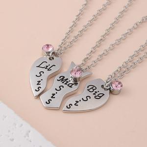 Colliers d'amitié personnalisés en acier inoxydable, motif puzzle cœur divisé, lot de 3, pour sœurs (Petite, Moyenne, Grande) - Vente en gros - Product Image 4