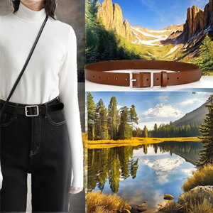 Cinturón de Cuero Genuino para Hombre Zhuo Xi, Duradero, Estampado a Color, Casual, con Hebilla de Aleación, Unisex, para Jeans - Product Image 2