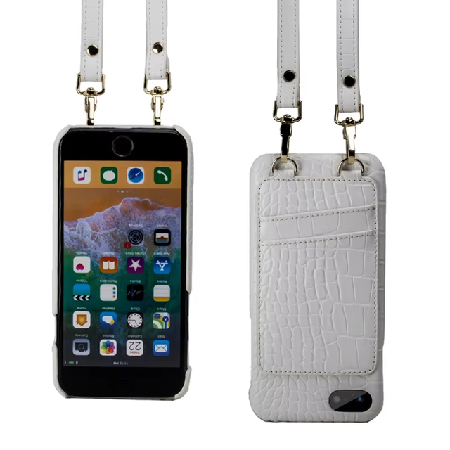 Luxury Strap Card Holder Purse Shoulder Crossbody Croco Dile Genuine Leather Phone Case 360 Protection Business Style for