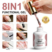 LIMEGIRL Gel Constructeur pour Ongles 8-en-1 Transparent pour l'Apex et l'Extension des Ongles, Renforceur en Bouteille 15ml