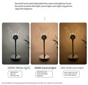 Lampe <span class=keywords><strong>de</strong></span> bureau moderne à chargement USB Abat-jour en métal mignon <span class=keywords><strong>Fleur</strong></span> transparente Conception tournante <span class=keywords><strong>Simple</strong></span> Table <span class=keywords><strong>de</strong></span> chevet alimentée par batterie Étude - Product Image 6