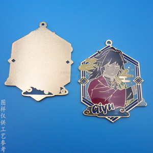 Colgante Metálico de Personaje de Anime, Hexagonal, de Aleación de Zinc, Pintado con Resina Epoxi, Accesorio de Joyería, Regalo - Product Image 2