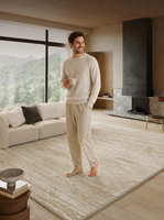 Teppich Wohnzimmer 2025 Neu Creme Schlafzimmer Bodenmatte Heim Sofa Wasserdicht Fleckenabweisend Rutschfest Luxuriös Hochwertig Gestreift