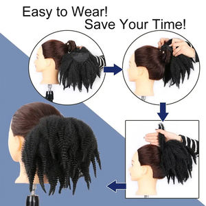 Extensiones de Cabello Sintético Rizado Marley <span class=keywords><strong>Multicolor</strong></span> de 10 Pulgadas, de Alta Calidad, con Clip, Cola de Caballo Afro Rizada, Venta al por Mayor Africana - Product Image 6