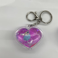 Porte-clés en acrylique liquide personnalisé en forme de cœur avec figurine flottante et paillettes, pendentif mignon pour cadeaux et collections