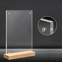 Porte-cartes de table suspendu en acrylique double couche transparent avec base en bois massif, étanche, écologique, impression UV, sans outil, 4 étapes