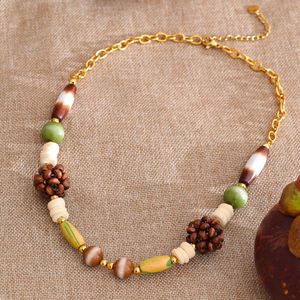 قلادة خرز خشبية يدوية الصنع عالية الجودة من XY 2018 مع سلسلة من الفولاذ المقاوم للصدأ للهدايا - Product Image 4