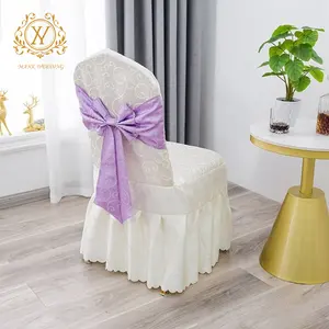 Wholesale Various Colors Bow Chair Covers Thickened Crochet Seat Covers Dining Chair Covers for Wedding Banquet Restaurant Hotel