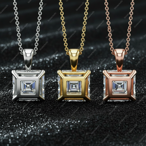 Ideas de regalo de Navidad de plata de ley 925 para mamá, papá, esposa, marido, colgantes y dijes de joyería fina de diamantes únicos y personalizados, corte Asscher - Product Image 1