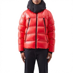 Chaqueta Bomber Roja para Hombre con Logotipo Frontal, Resistente al Viento, Rellena de Plumón, con Cierre, Informal, de Invierno, con Exterior de Poliéster, Estilo Urbano - Product Image 1