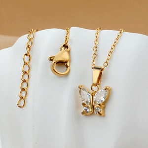 Collar con colgante Floral de Zirconia de trébol de cuatro hojas para mujer, cadenas de acero de titanio que no se desvanecen coloridas, joyería - Product Image 2