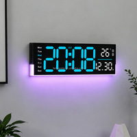 Jam Dinding Digital Besar, Jam Digital dengan Remote Control, Alarm, LED Besar, Jam Dinding Peredup Otomatis dengan Lampu Malam
