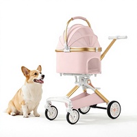 Poussette pliable pour petits animaux de compagnie (chats et chiens) en alliage d'aluminium, 4 roues, réglable, étanche, classique/tendance, vente en gros BNDC