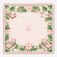 Tapis de Mahjong Pliable Moderne Rose Tropical Palm Beach en Néoprène Premium Antidérapant 33x33 Pouces Personnalisable – Idéal comme Cadeau