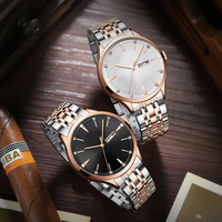 Mode boîtier rond Couple montre à Quartz hommes étanche lumière luxe avec diamant Simple montre Vintage