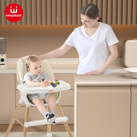 Chaise haute bébé en bois et plastique, design moderne, mignonne, hauteur réglable, multifonctionnelle, sûre et confortable pour la salle à manger, l'hôtel et la cuisine