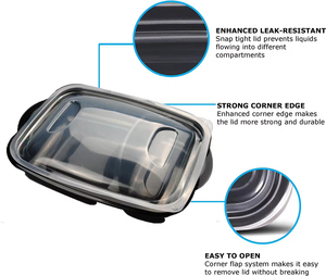 Conteneur alimentaire jetable rond pour gâteaux, boîte de rangement noire, à emporter, micro-ondable - Product Image 5