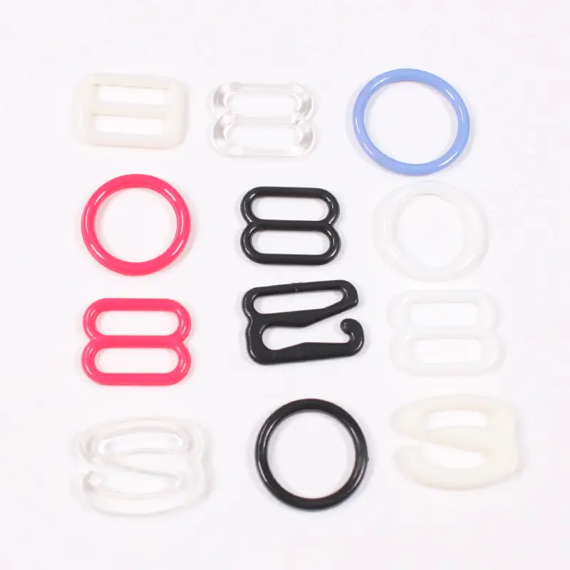 Lingerie adjustment recyclable plastic strap colored bra ring slider clips clasp hooks buckle for swimwear accessories