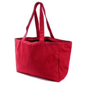 Sac fourre-tout en toile rouge à pois, sac à main en tissu de coton moyen à motifs personnalisés pour un usage quotidien, conception de lettres de célébration, vente en gros - Product Image 4