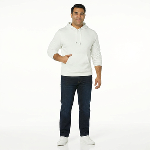 Sweat à capuche personnalisé en Spandex/Coton, style streetwear, coupe à ourlet brut, respirant, séchage rapide, avec patch brodé et délavage acide, pour homme - Product Image 1