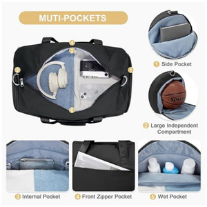 Bolsa de Viaje Impermeable para Fin de Semana, Bolsa de Gimnasio, Bolsa de Lona para Llevar como Equipaje, <span class=keywords><strong>con</strong></span> Compartimento para Zapatos - Product Image 5
