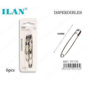 Ilan Spille di Sicurezza 60mm 6 Pezzi Fermagli per Indumenti - Product Image 1
