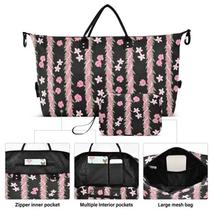 Paquete de 2 Bolsas de Viaje Plegables con Diseño Puakenikeni Rosa, Bolsa Deportiva de Hombro Estilo Hawaiano, con Cierre de Cremallera - Product Image 2