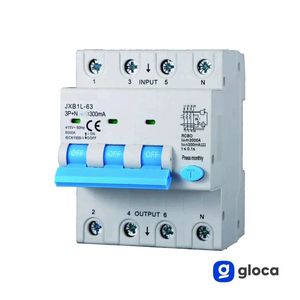 Disjoncteur différentiel Gloca 3P+N 300mA 380V 40A Classe A 6KA JXB1L-63 - Product Image 3