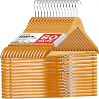 Cintres en bois de qualité supérieure, lot de 80, antidérapants, robustes, rotatifs, forme triangulaire, pour manteaux, costumes, vestes, pantalons, utilisation en armoire, Chine