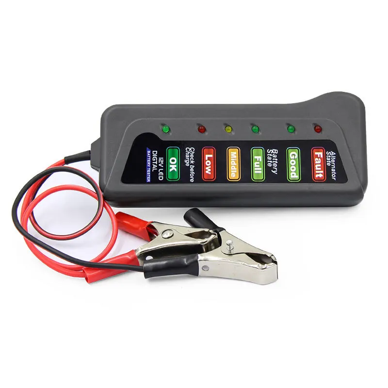 Tự động pin Tester 12V xe kỹ thuật số pin Tester với phát điện 6 LED ánh sáng
