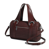 Sacs à main pour femmes OEM ODM 2026 – Sac bandoulière ajustable, sac cylindrique tissé de couleur unie