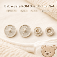 Boutons-pression blancs OEKO-TEX pour vêtements, attaches POM pour vêtements de nouveau-né, vêtements médicaux pour bébés, bavoirs et barboteuses