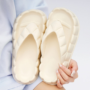 Tongs et sandales à semelle épaisse rehaussante pour l'extérieur, plage, femmes et hommes, été, EVA, blanc, beige, noir - Product Image 3