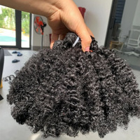 Extensions de cheveux humains vierges brésiliens Remy, bouclés afro 4C, non traités, double tirage, provenant d'un seul donneur, en trame