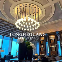 Lustre en fer commercial moderne de luxe nordique grand plafonnier en cristal pour l'éclairage de restaurant