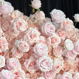 Decorazione Murale 3D Personalizzabile con Rose Rosa per Matrimoni e Feste, Sfondo di <span class=keywords><strong>Fiori</strong></span> Artificiali in Seta Simulata - Product Image 3