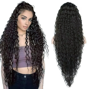 Novelties <strong>Wholesale</strong> Silky Synthetic Hair 36 Inch Water Curly Hair Extension Gradient <strong>Drawstring</strong> <strong>Ponytails</strong> Long Size Pony Tail