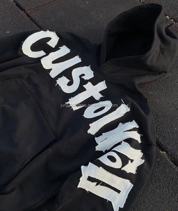 All'ingrosso stile Street da uomo felpe con cappuccio in <span class=keywords><strong>tinta</strong></span> <span class=keywords><strong>unita</strong></span> stampa logo decorazione con Design corto da uomo per tenere in caldo felpa con cappuccio - Product Image 4