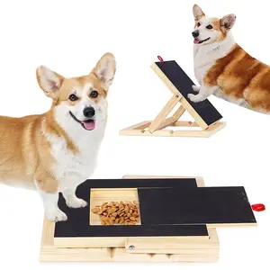 Wooden dog claw board adjustable height dog nail repair scratch board Solid wood can be pulled out snack hide box