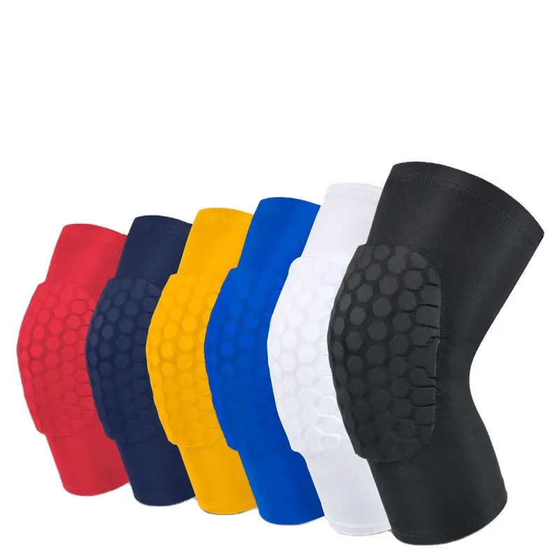 Hoge Elastische Compressie Knie Mouw Basketbal Anti Slip Honingraat Kniebeschermers Anti Botsing Sportfiets Kniebrace