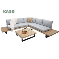 Ensemble de mobilier d'extérieur personnalisé moderne en métal aluminium en forme de L pour coin de patio ensemble de conversation canapé de jardin