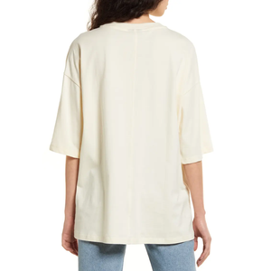 <span class=keywords><strong>T</strong></span>-<span class=keywords><strong>shirt</strong></span> graphique personnalisé vierge surdimensionné de haute qualité <span class=keywords><strong>T</strong></span>-<span class=keywords><strong>shirt</strong></span> de luxe en <span class=keywords><strong>coton</strong></span> épais à épaules tombantes pour femmes - Product Image 2