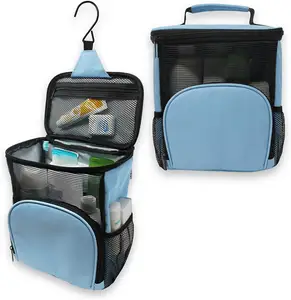 Rangement multifonctionnel Sac de toilette pliable de grande capacité pour le voyage avec crochet de suspension