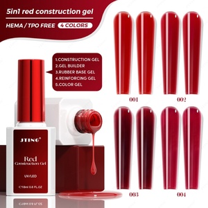 JTING Nouveauté Gel de Construction Rouge 5-en-1 Vernis à Ongles Gel 4 Couleurs Sans TPO/HEMA OEM ODM Gel Couleur Gel de Renforcement - Product Image 1