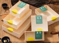 Emballage de sushi rectangulaire en bois jetable écologique, biodégradable, recyclable, style japonais, préservation de la fraîcheur, Go Food