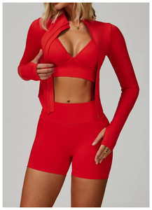 Ensembles de <span class=keywords><strong>yoga</strong></span> personnalisés avec logo, ensembles de fitness sans couture pour femmes, ensemble soutien-gorge à manches longues réversible, vêtements de sport grande taille - Product Image 3