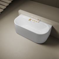 Baignoire autoportante en acrylique cannelée certifiée CE, ovale isolée, sur mesure 1,49m 1,69m, à rayures verticales, pour hôtel